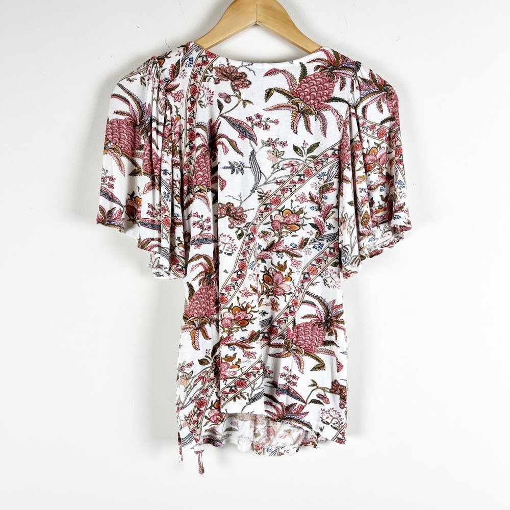 2/$20 Lucky Brand Floral Faux Wrap Top S - Picture 3 of 5